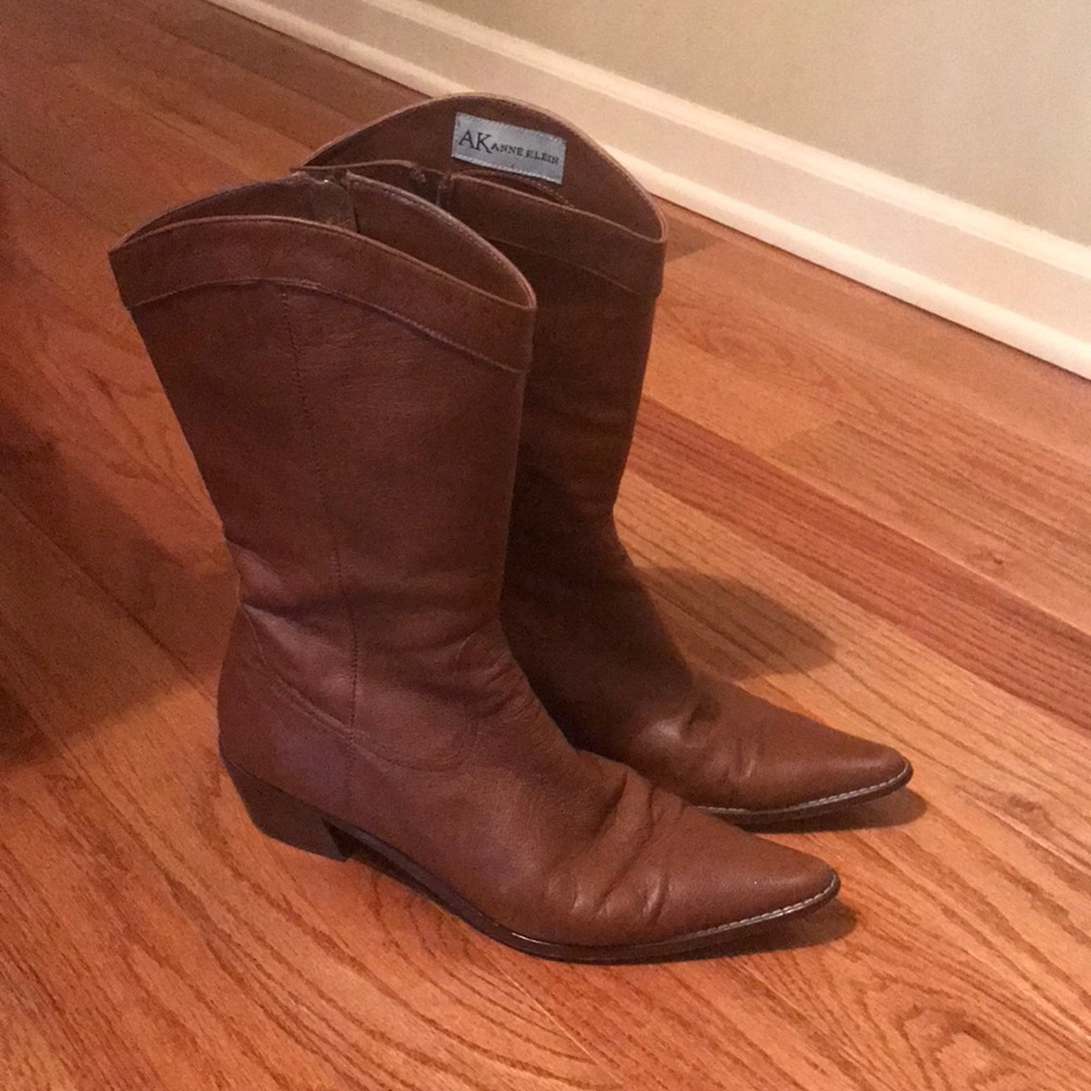 Anne Klein  brown leather cowboy boot